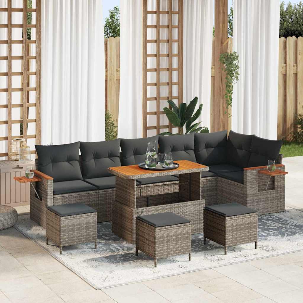 Garten-Sofa-Set mit Kissen 10 pcs Grau 110 x 55 x 71 cm