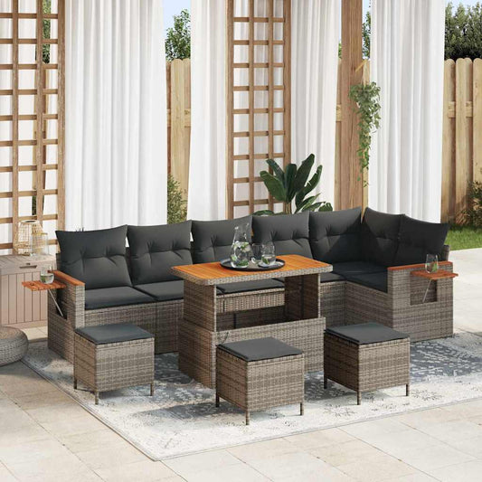 Garten-Sofa-Set mit Kissen 10 pcs Grau 110 x 55 x 71 cm