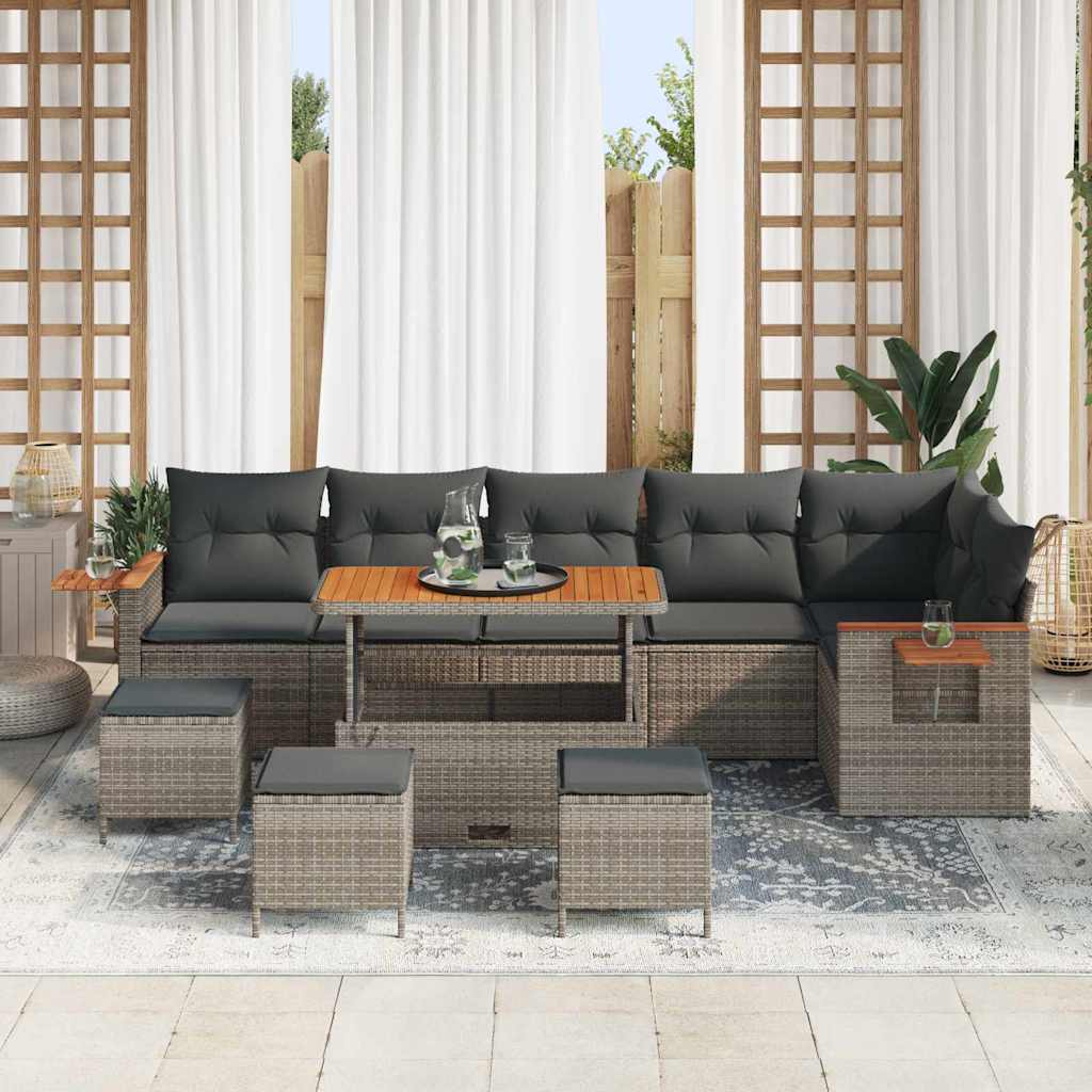 Garten-Sofa-Set mit Kissen 10 pcs Grau 110 x 55 x 71 cm