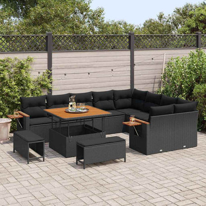Garten-Sofa-Set mit Kissen 12 pcs Schwarz 100 x 100 x 71 cm