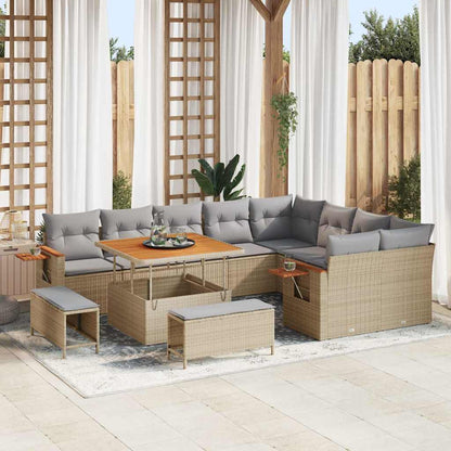 Garten-Sofa-Set 12 pcs Beige und Hellgrau 100 x 100 x 71 cm