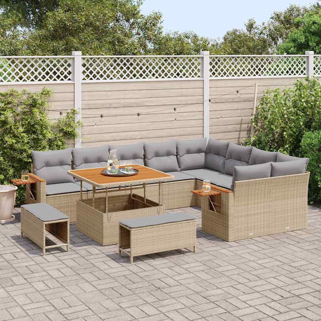Garten-Sofa-Set 12 pcs Beige und Hellgrau 100 x 100 x 71 cm