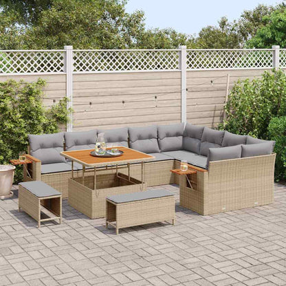 Garten-Sofa-Set 12 pcs Beige und Hellgrau 100 x 100 x 71 cm
