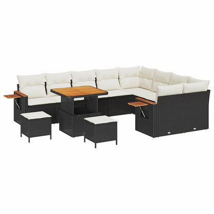 Garten-Sofa-Set 12 pcs Schwarz und Creme 80 x 80 x 71 cm