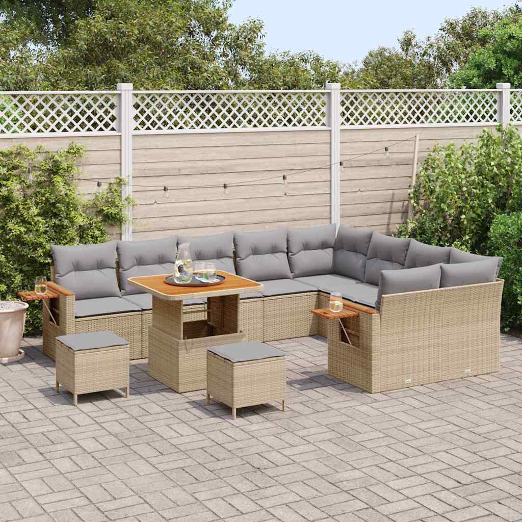 Garten-Sofa-Set 12 pcs Beige und Hellgrau 80 x 80 x 71 cm