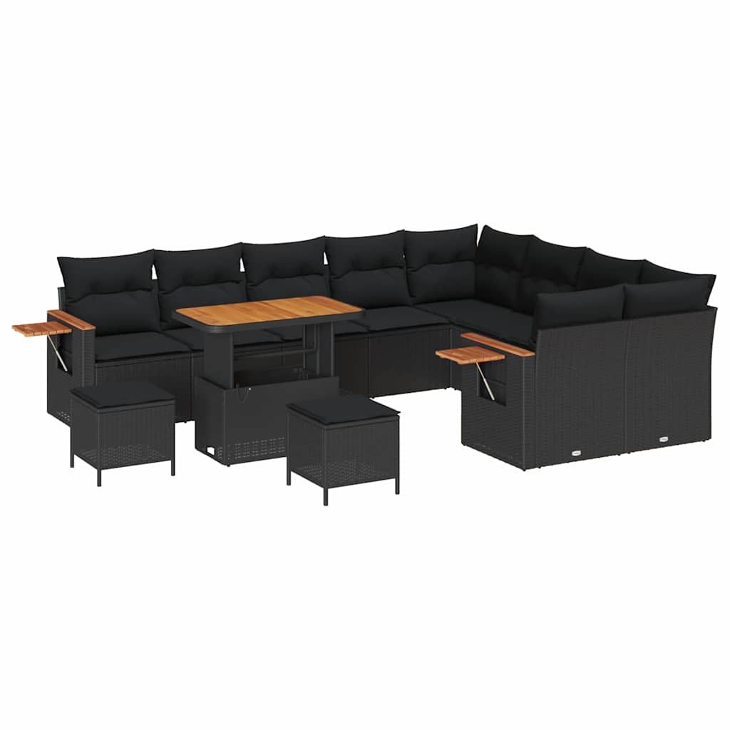 Garten-Sofa-Set mit Kissen 12 pcs Schwarz 90 x 55 x 71 cm