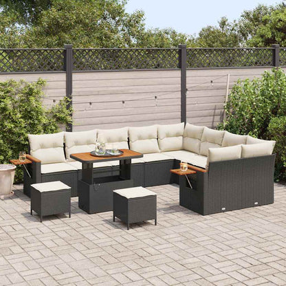 Garten-Sofa-Set 12 pcs Schwarz und Creme 90 x 55 x 71 cm