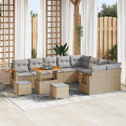 Garten-Sofa-Set 12 pcs Beige und Hellgrau 90 x 55 x 71 cm