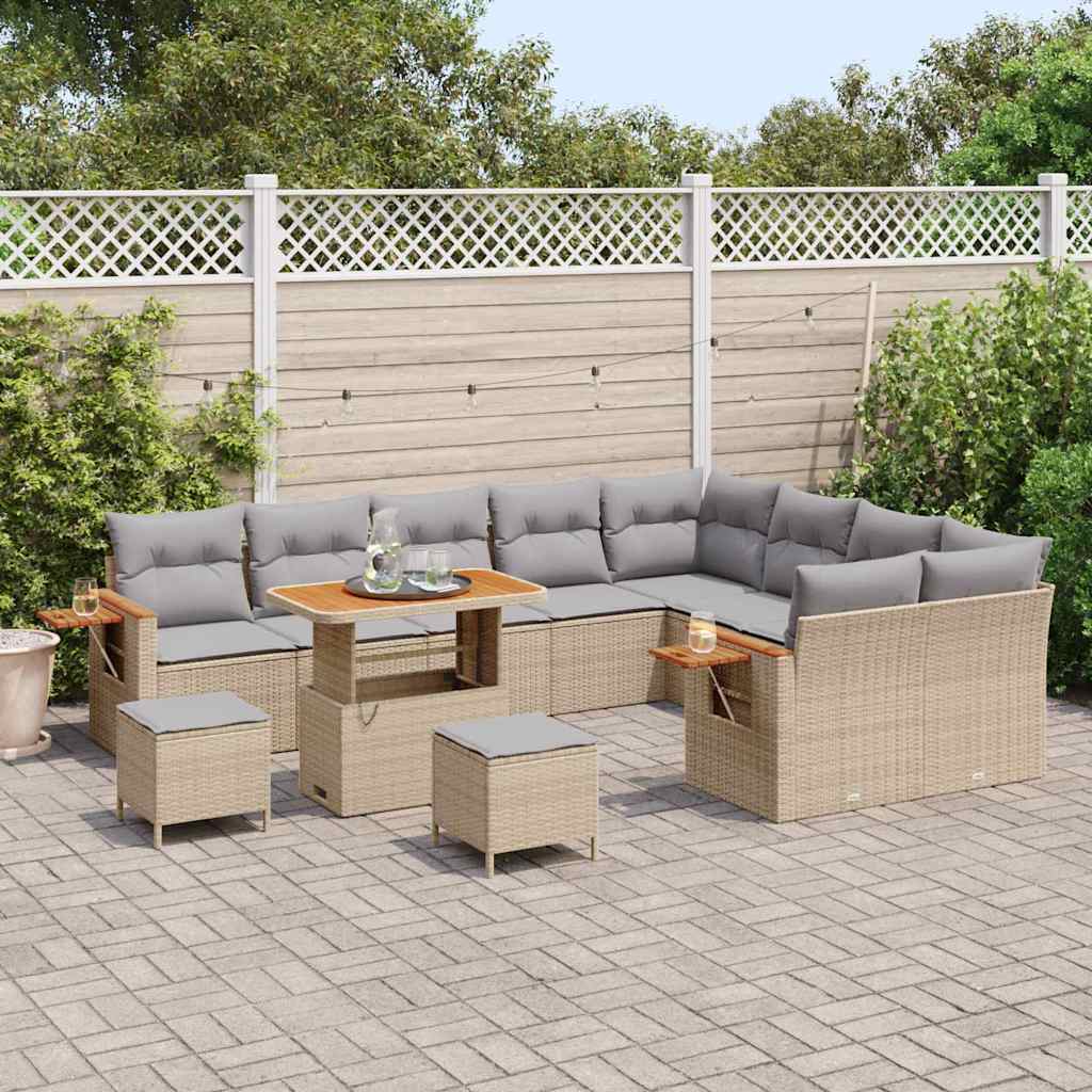 Garten-Sofa-Set 12 pcs Beige und Hellgrau 90 x 55 x 71 cm