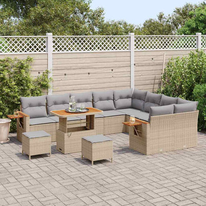 Garten-Sofa-Set 12 pcs Beige und Hellgrau 90 x 55 x 71 cm