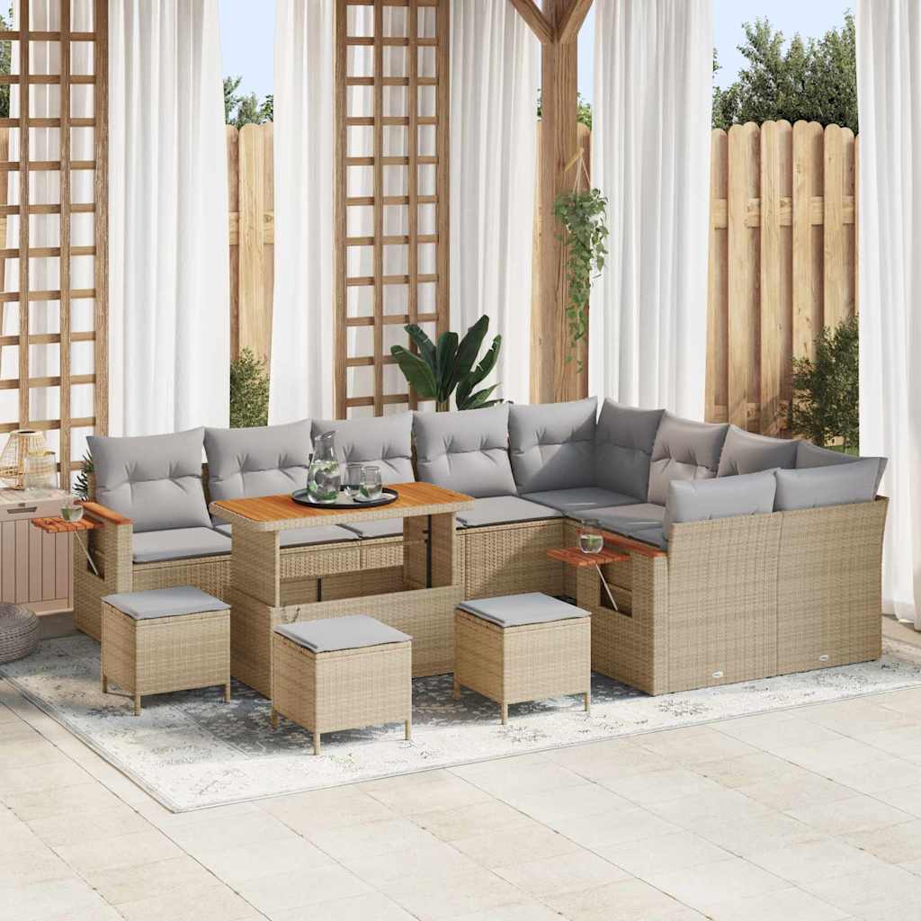 Garten-Sofa-Set 13 pcs Beige und Hellgrau 110 x 55 x 71 cm
