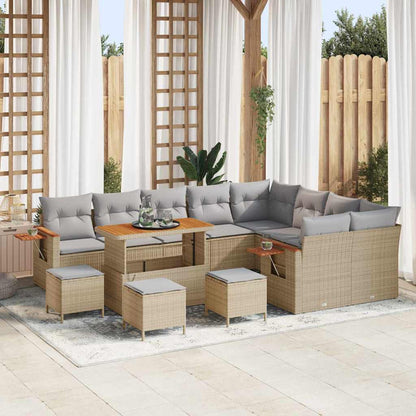 Garten-Sofa-Set 13 pcs Beige und Hellgrau 110 x 55 x 71 cm