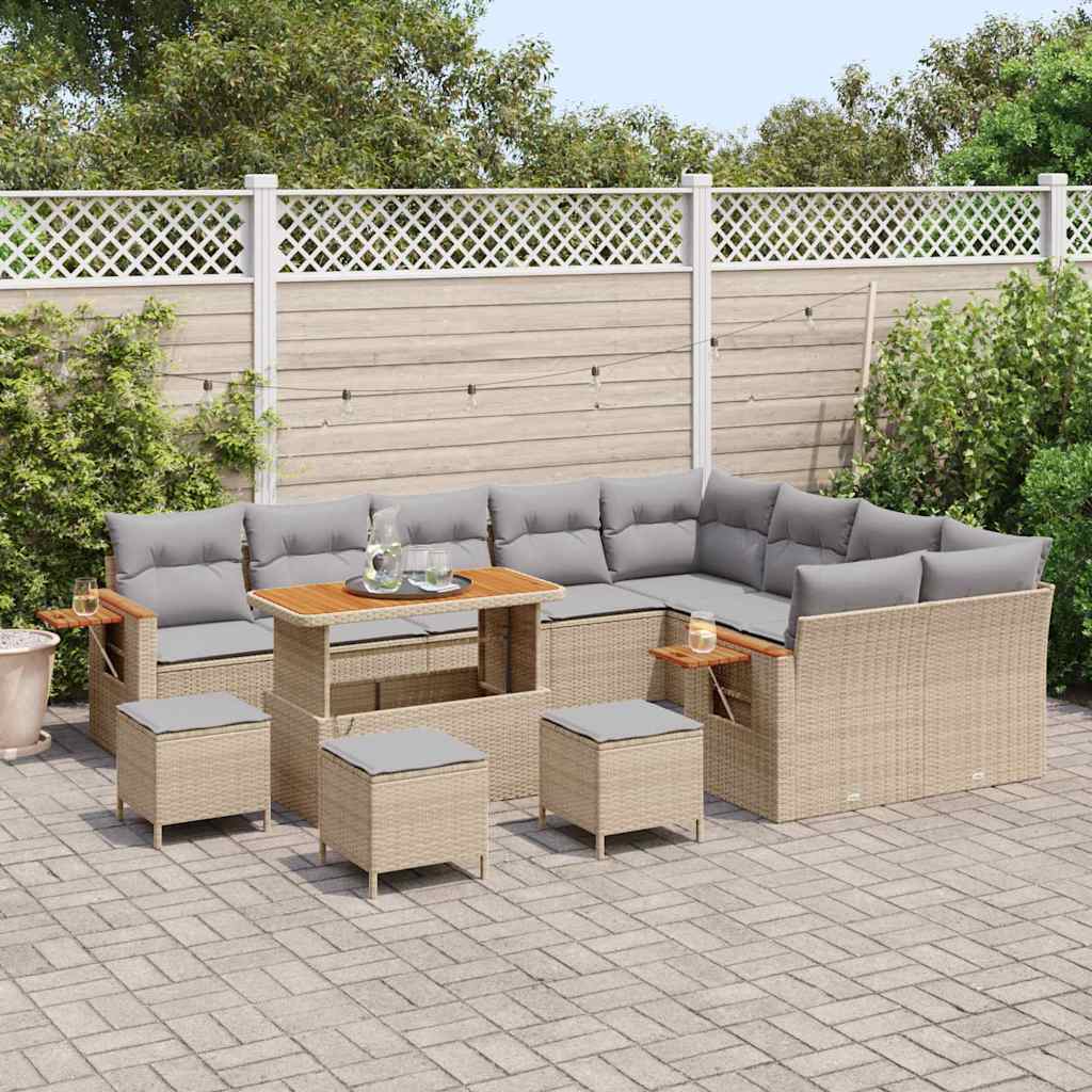 Garten-Sofa-Set 13 pcs Beige und Hellgrau 110 x 55 x 71 cm