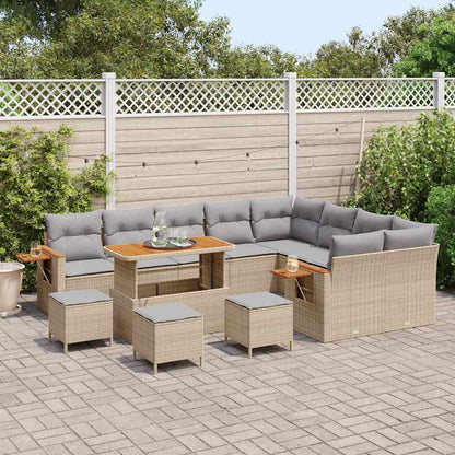 Garten-Sofa-Set 13 pcs Beige und Hellgrau 110 x 55 x 71 cm