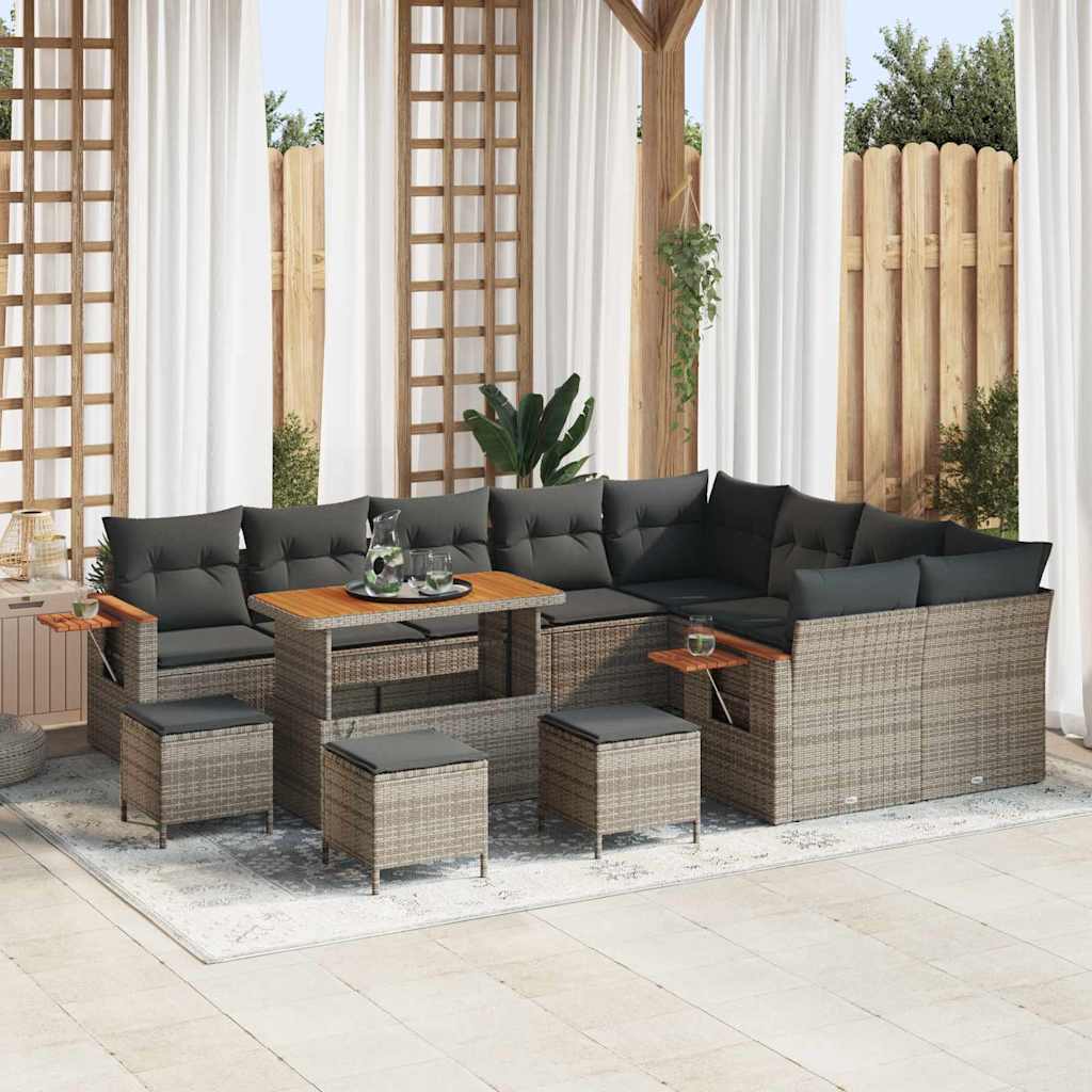 Garten-Sofa-Set mit Kissen 13 pcs Grau 110 x 55 x 71 cm