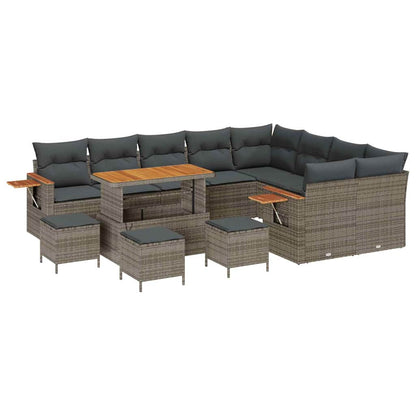 Garten-Sofa-Set mit Kissen 13 pcs Grau 110 x 55 x 71 cm