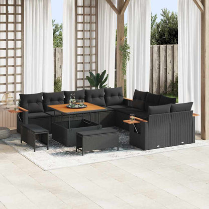 Garten-Sofa-Set mit Kissen 13 pcs Schwarz 100 x 100 x 71 cm
