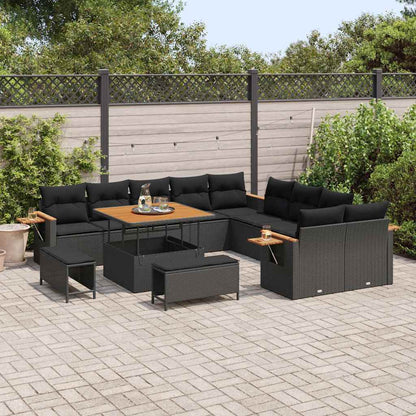Garten-Sofa-Set mit Kissen 13 pcs Schwarz 100 x 100 x 71 cm
