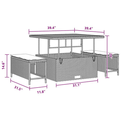 Garten-Sofa-Set mit Kissen 13 pcs Schwarz 100 x 100 x 71 cm