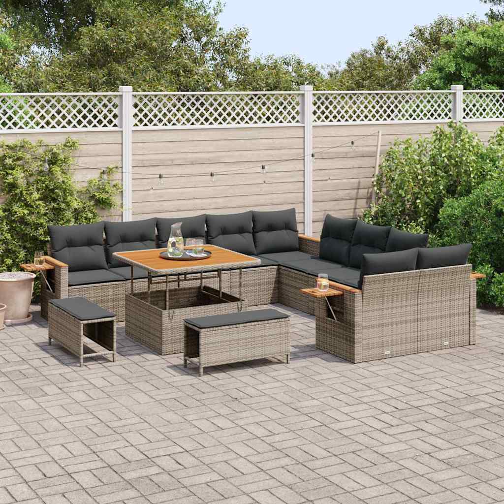Garten-Sofa-Set mit Kissen 13 pcs Grau