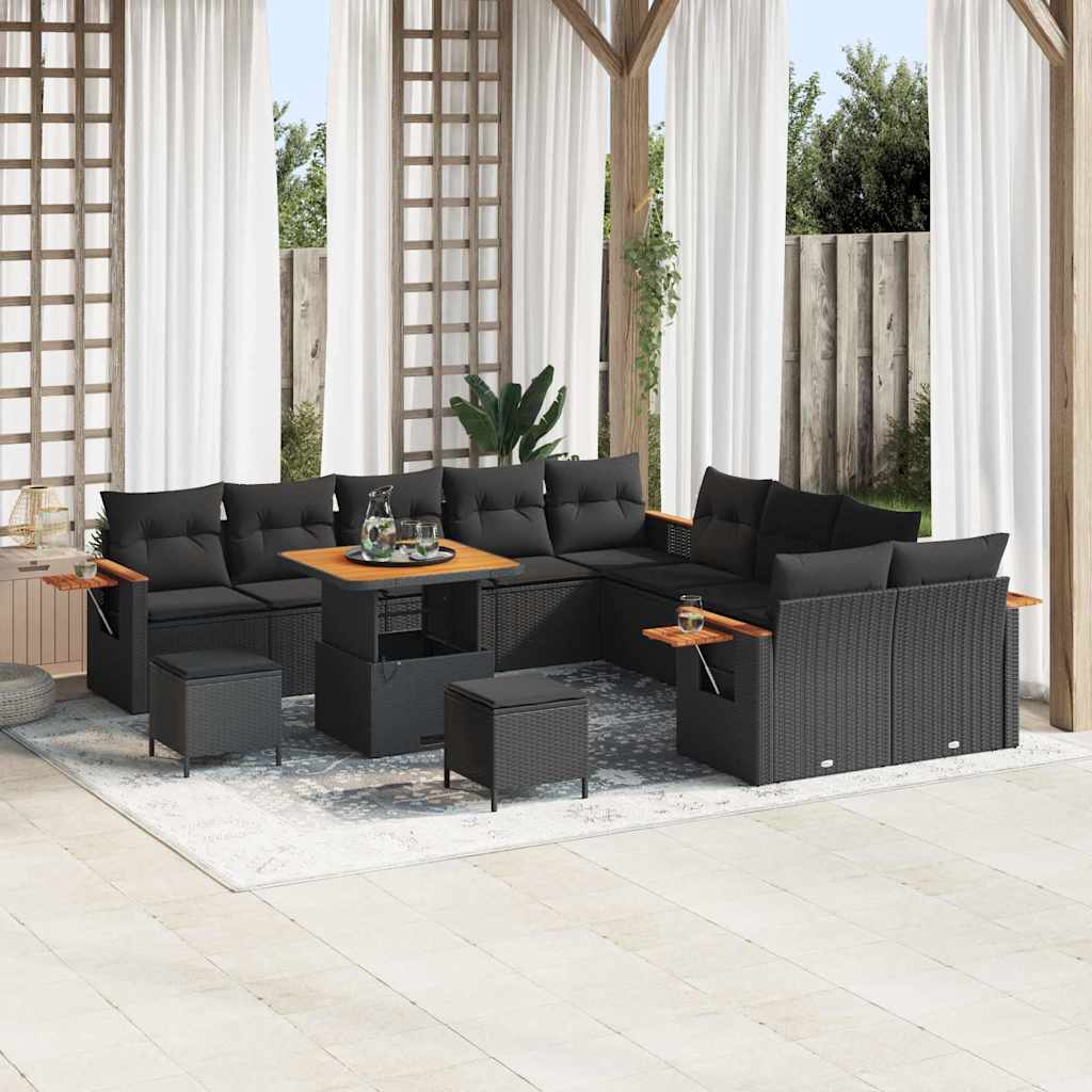 Garten-Sofa-Set mit Kissen 13 pcs Schwarz
