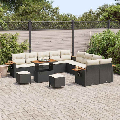 Garten-Sofa-Set mit Kissen 13 pcs Schwarz und Creme