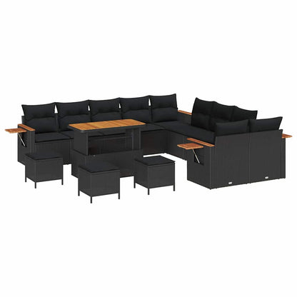 Garten-Sofa-Set mit Kissen 14 pcs Schwarz