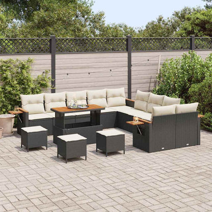Garten-Sofa-Set mit Kissen 14 pcs Schwarz und Creme