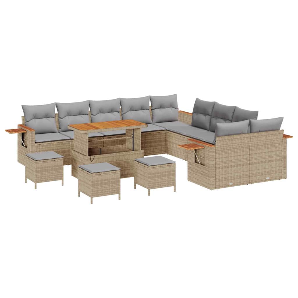 Garten-Sofa-Set mit Kissen 14 pcs Beige und Hellgrau