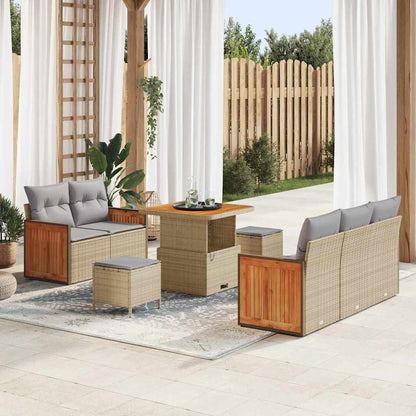 Garten-Sofa-Set mit Kissen 8 pcs Beige und Hellgrau