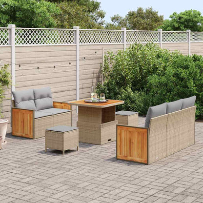 Garten-Sofa-Set mit Kissen 8 pcs Beige und Hellgrau