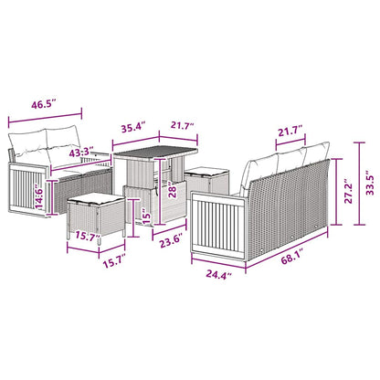 Garten-Sofa-Set mit Kissen 8 pcs Schwarz 90 x 55 x 71 cm