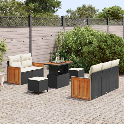 Garten-Sofa-Set 8 pcs Schwarz und Creme 90 x 55 x 71 cm
