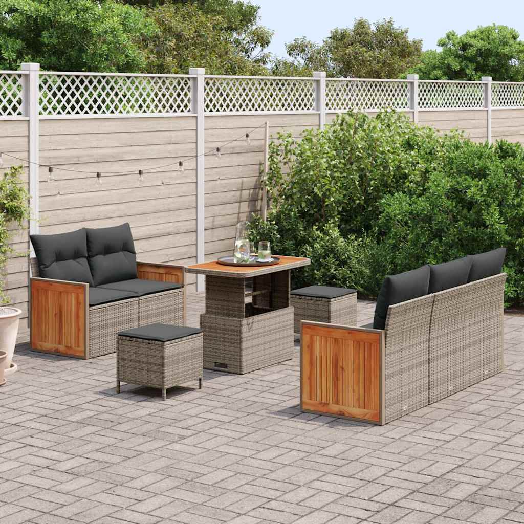 Garten-Sofa-Set mit Kissen 8 pcs Grau 90 x 55 x 71 cm