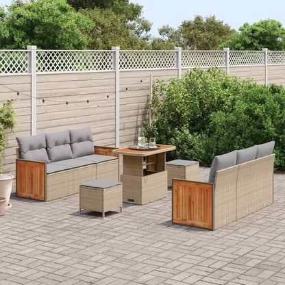 Garten-Sofa-Set 9 pcs Beige und Hellgrau 90 x 55 x 71 cm