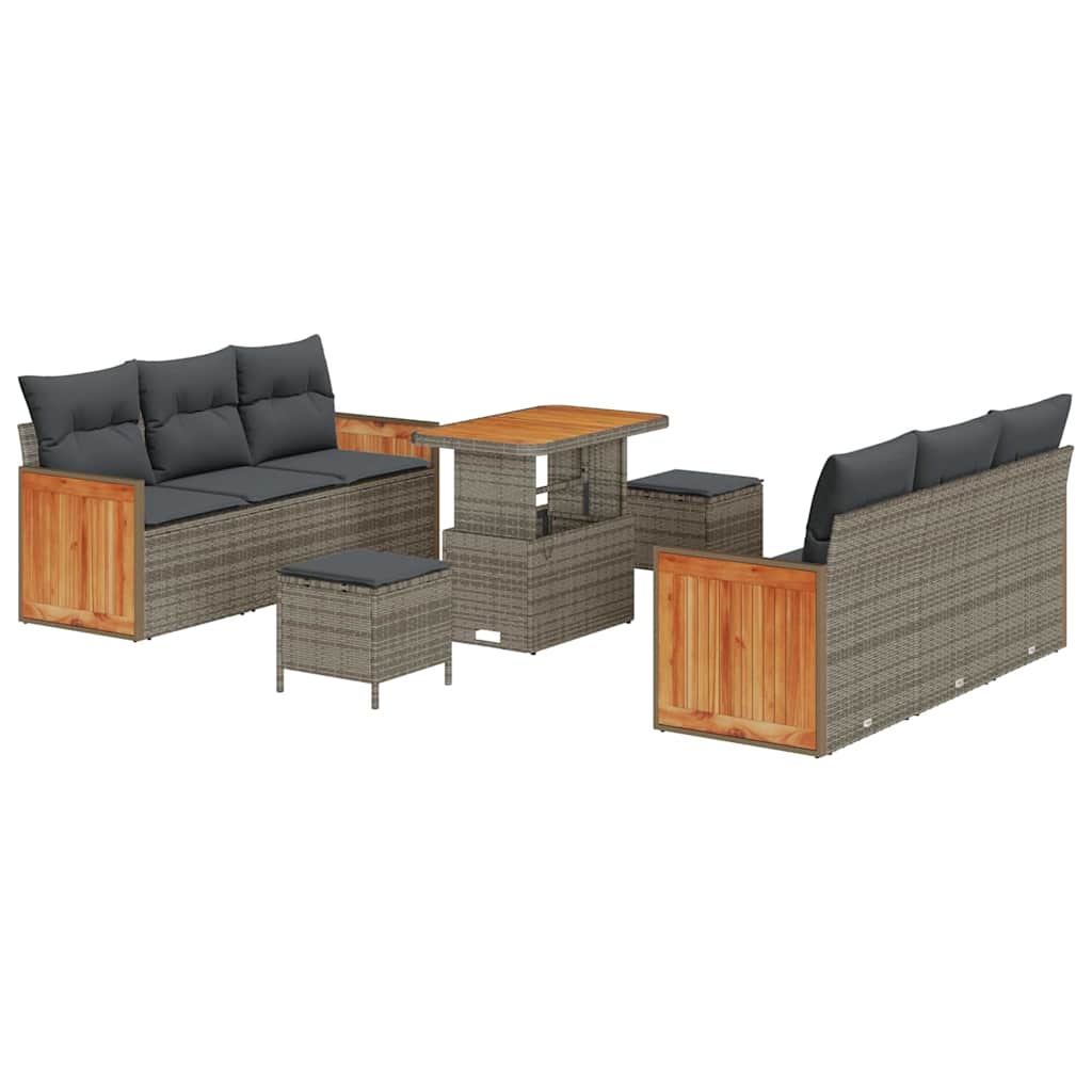 Garten-Sofa-Set mit Kissen 9 pcs Grau 90 x 55 x 71 cm