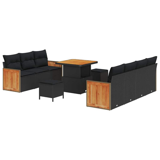 Garten-Sofa-Set mit Kissen 10 pcs Schwarz 80 x 80 x 71 cm