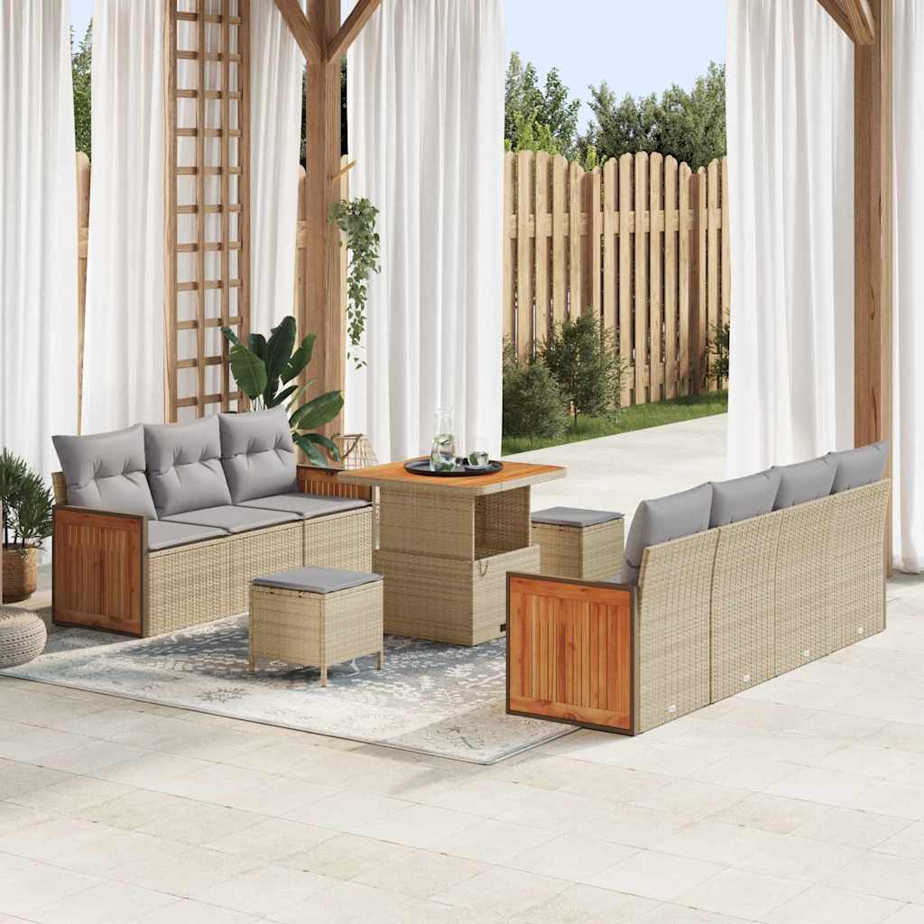 Garten-Sofa-Set 10 pcs Beige und Hellgrau 80 x 80 x 71 cm