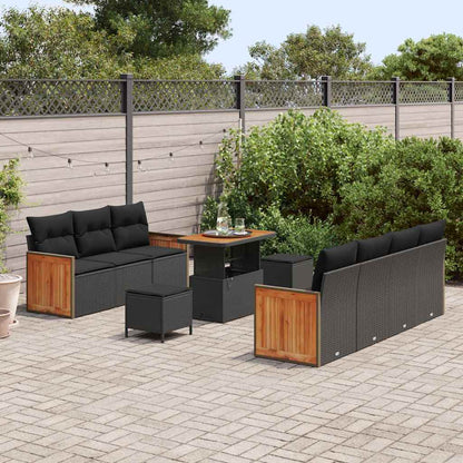 Garten-Sofa-Set mit Kissen 10 pcs Schwarz 90 x 55 x 71 cm