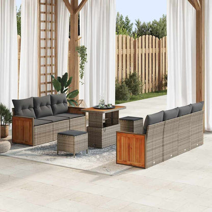 Garten-Sofa-Set mit Kissen 10 pcs Grau 90 x 55 x 71 cm