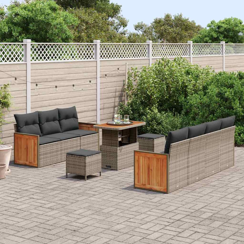 Garten-Sofa-Set mit Kissen 10 pcs Grau 90 x 55 x 71 cm