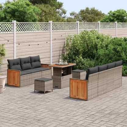 Garten-Sofa-Set mit Kissen 10 pcs Grau 90 x 55 x 71 cm