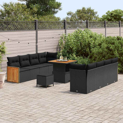 Garten-Sofa-Set mit Kissen 11 pcs Schwarz 80 x 80 x 71 cm