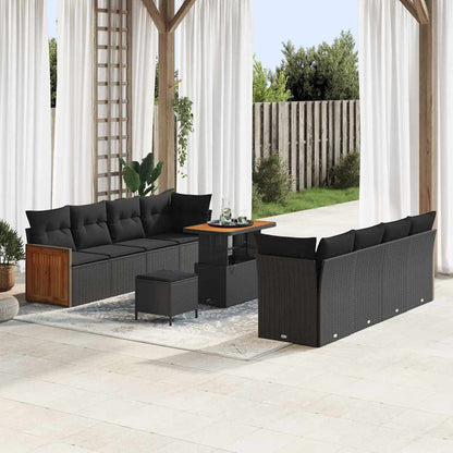 Garten-Sofa-Set mit Kissen 11 pcs Schwarz 90 x 55 x 71 cm