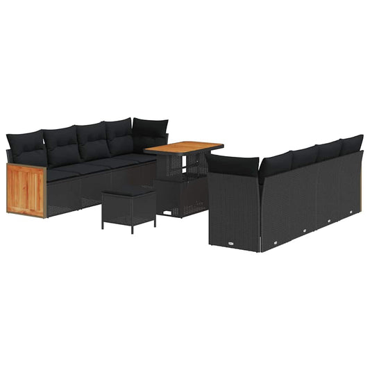 Garten-Sofa-Set mit Kissen 11 pcs Schwarz 90 x 55 x 71 cm