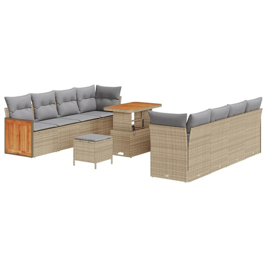 Garten-Sofa-Set 11 pcs Beige und Hellgrau 90 x 55 x 71 cm