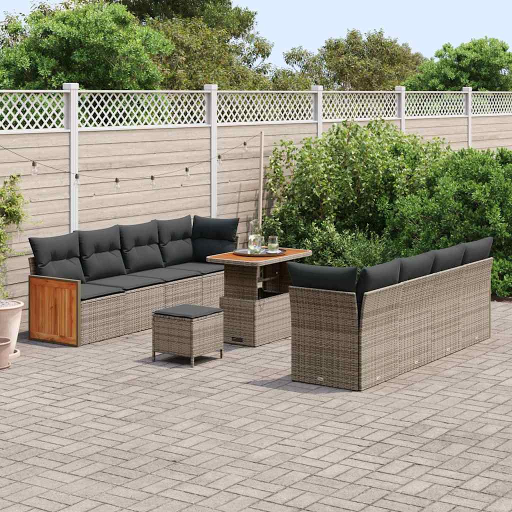 Garten-Sofa-Set mit Kissen 11 pcs Grau 90 x 55 x 71 cm