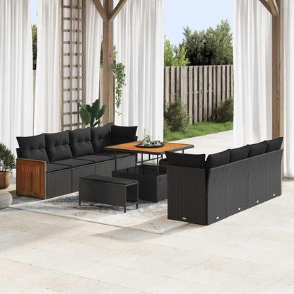 Garten-Sofa-Set mit Kissen 11 pcs Schwarz 100 x 100 x 71 cm