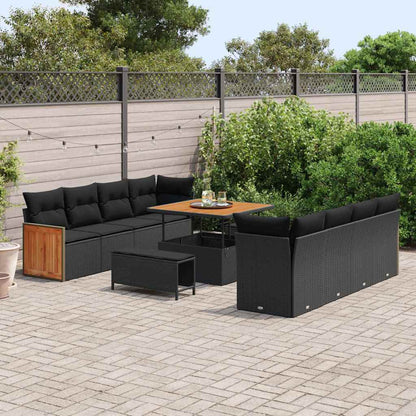 Garten-Sofa-Set mit Kissen 11 pcs Schwarz 100 x 100 x 71 cm