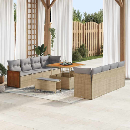 Garten-Sofa-Set 11 pcs Beige und Hellgrau 100 x 100 x 71 cm
